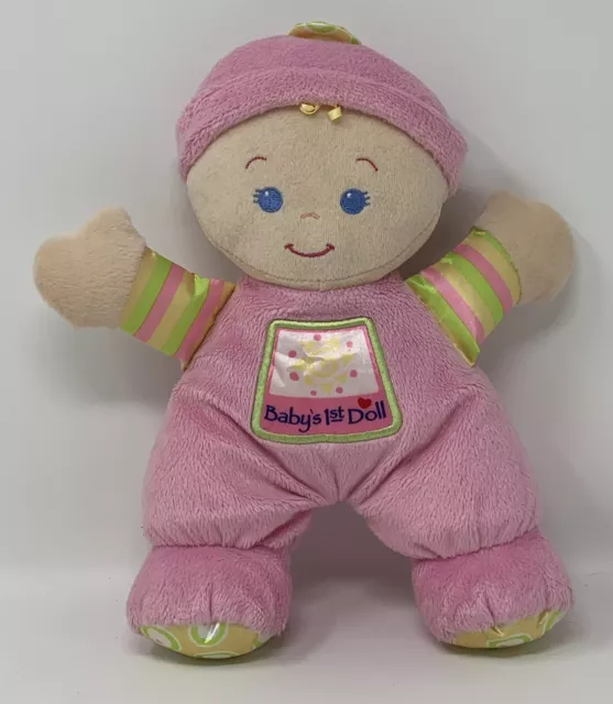 Fisher-Price Baby’s 1st Doll Rattle Plush Stuffed Animal Soft Toy 2008 10” Pink