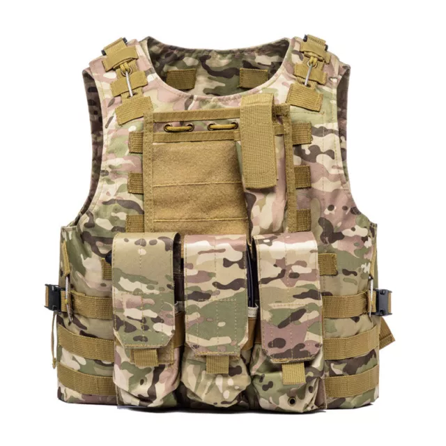 Military Tactical Vest Molle Army Assault Airsoft Plate Carrier Camouflage Brown