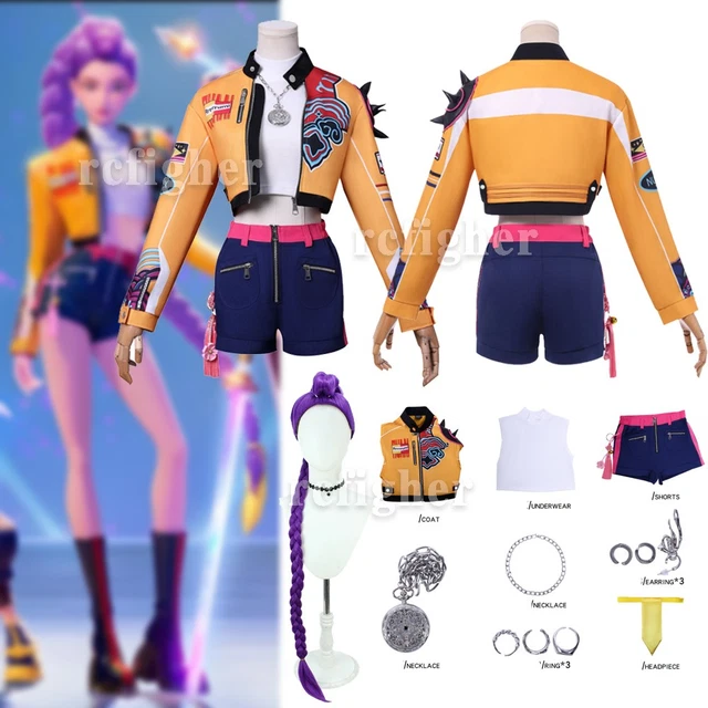 Costume Cosplay BAEHEU Pop Hunter Rumi - Completo Con Giacca, Top, Pantaloncini E Accessori