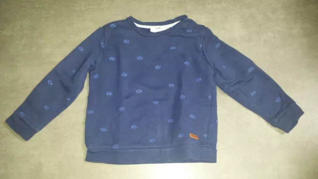 CYRILLUS 4 ans sweat pull bleu marine avec poissons pour garçon TRES BON ETAT