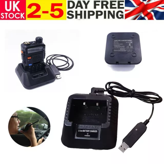 USB Walkie Talkie Charger Base Replacement Charging Station for Baofeng UV-5R