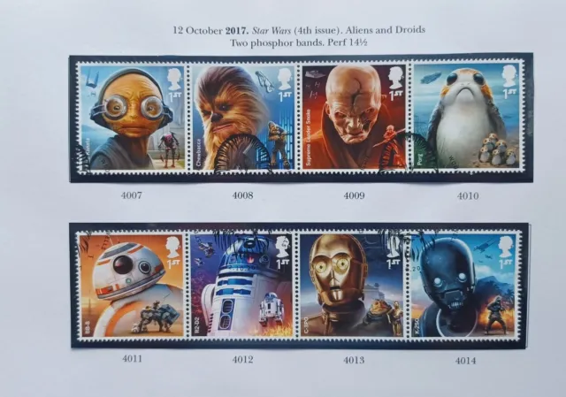 GB 2017 Star Wars Aliens and Droids set  SG 4007 - 4014   fine used