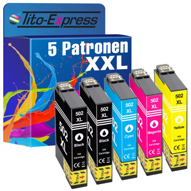 5 Patronen XXL PlatinumSerie für Epson 502 XL Expression Home XP-5100 XP-5115