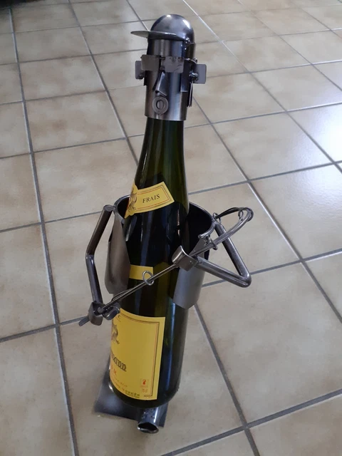 Porte-Bouteille Métal Décoratif GILDE - Modèle Vélo Amusant Hauteur 28cm