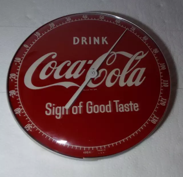 Rare Vintage 1950'S Drink Coca Cola Sign Of Good Taste Thermometer 495 A Read!!!