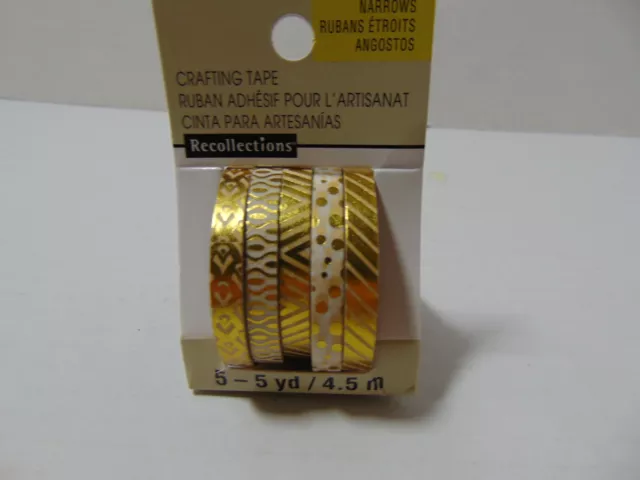 Recollections Crafting Washi Tape Gold Foil Narrows 5 Rolls - 5yd each