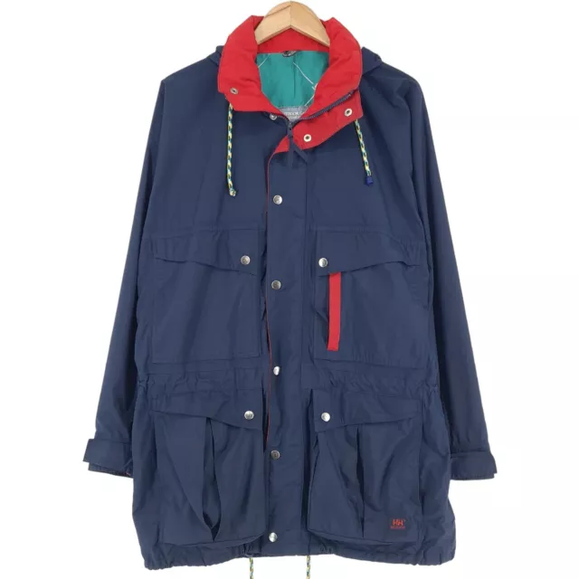 Vintage Retrò Helly Hansen Blu Giacca Impermeabile Uomo Taglia L Grande