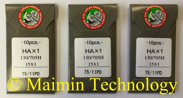 30 Agujas De Máquina De Bordar Para El Hogar Organ Titanio 75/11 Afiladas 15X1 Pd