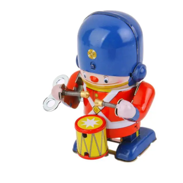 Vintage Collectible Wind Up Drumming Soldier Robot Clockwork Tin Toy - Unique