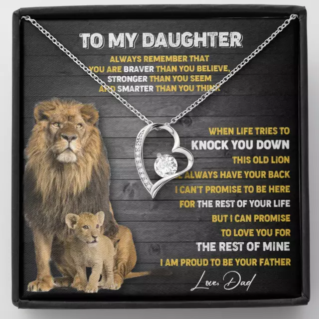 To My Daughter Necklace, Xmas Gift For Daughter From Dad, Daughter Father Lion