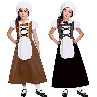 Childs Poor Tudor Girl Fancy Dress Costume Victorian Maid Book Week Kids Girls