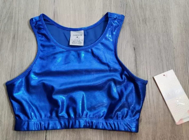 Danskin Girls Size YJ/J (14-16) XL Royal Blue Gymnastics Basics Bra Top NWT
