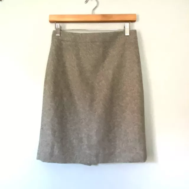 J. Crew The Pencil Skirt Womens Size 0 Gray Wool Blend Lined Business Career