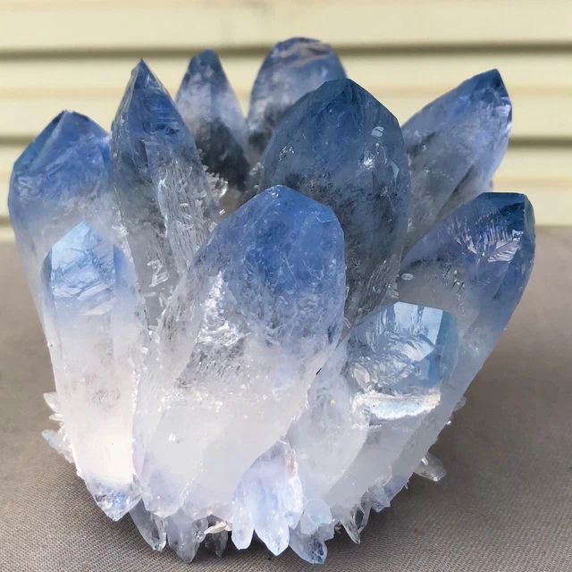 459g  New Find blue Phantom Quartz Crystal Cluster Mineral Specimen Healing 8