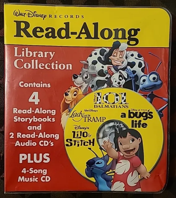 Walt Disney Records Read-Along Library Collection 4 Story Books 3 CD's 2006