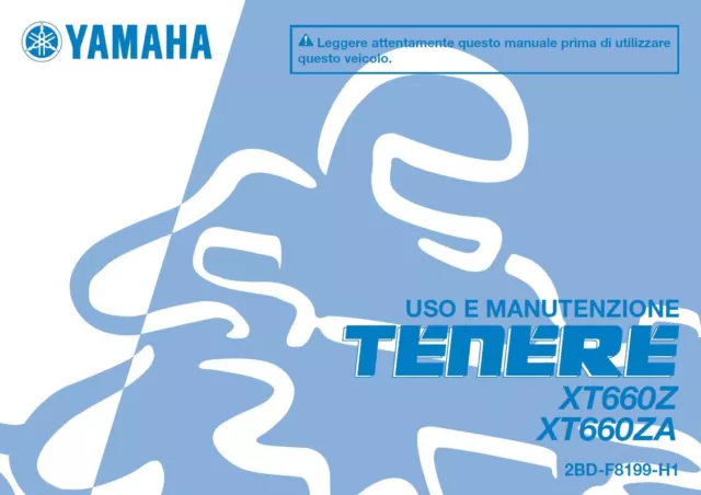 MANUALE LIBRETTO USO e MANUTENZIONE YAMAHA TENERE XT660Z (2015) PDF in Italiano