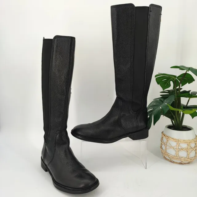Tory Burch Women’s Christy Knee High Tall Riding Black Leather Boots Size 8M