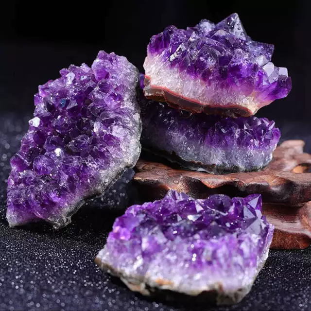 Natural Gemstone Amethyst Quartz Cluster Druzy Geode Crystal Healing  Specimen
