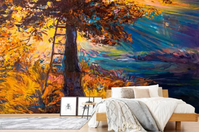 3D Oil Painting Tree Wallpaper Wall Mural Removable Self-adhesive 243