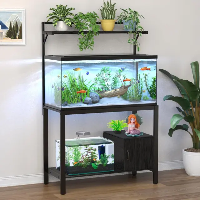 40-50 Gallon Fish Tank Stand with Plant Shelf Metal Aquarium Stand with Cubby St