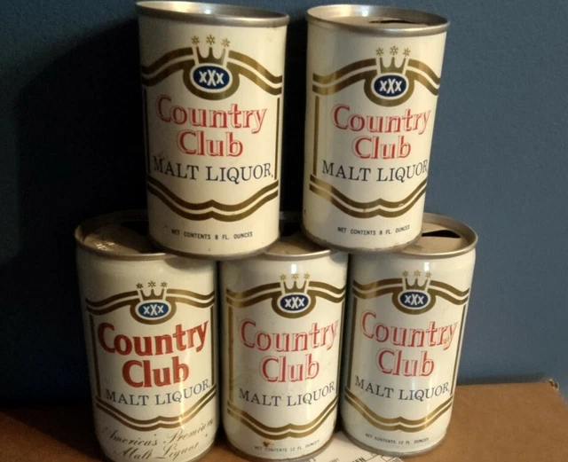COUNTRY CLUB MALT Liquor 8 oz & 12oz Cans Pearl San Antonio Texas St