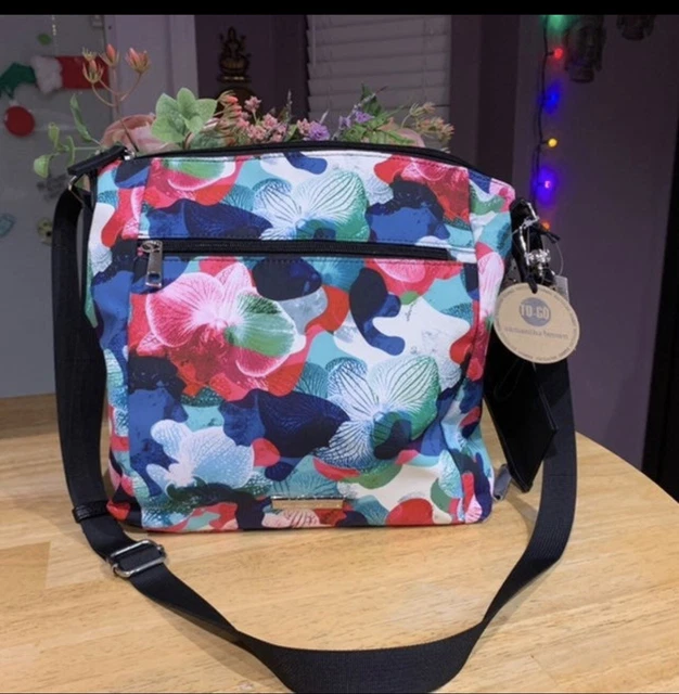 Samantha Brown To-Go Zip Front Medium Crossbody Purse Floral Recycled Fabric 2