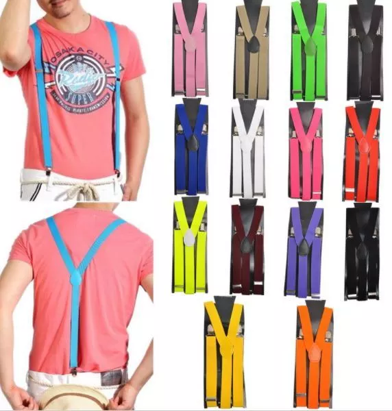 New Colors Mens Womens Clip-on Suspenders Elastic Adjustable Braces Punk Goth