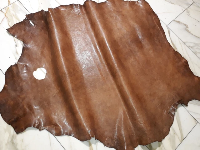 TIP DE PIEL 37377-LA, restos de cuero, 1 piel de cuero 1,3 mm, napa marrón tabaco antiguo