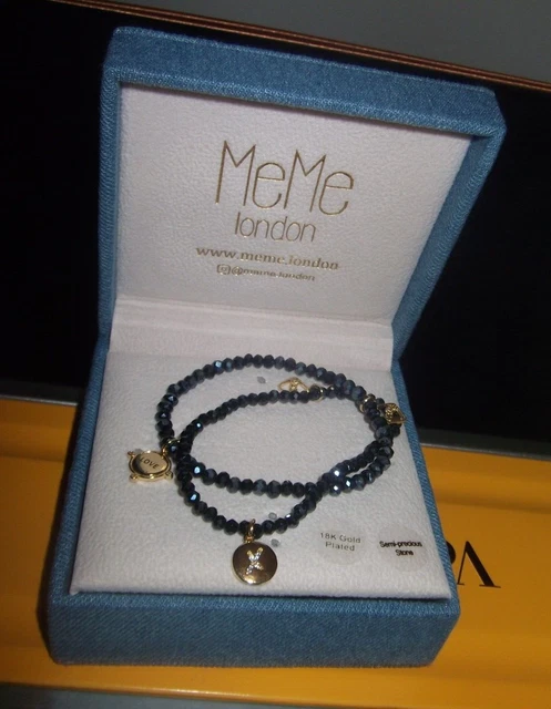 MeMe London love yourself & on my mind bracelets hematite 18k gold plate rp £110