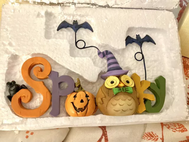NIB/New LENOX Spooky Halloween Owl pumpkins Bats figurine ULTRA RARE HTF w/BOX
