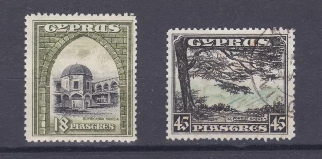 Cyprus lot #3 - two premium stamps (Scott #134, 135.  Cat $140)