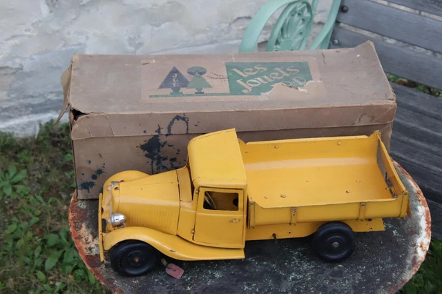 Camion Benne Citroën En Tôle Mécanique Ancien - 30cm, Vintage, Pour Collection