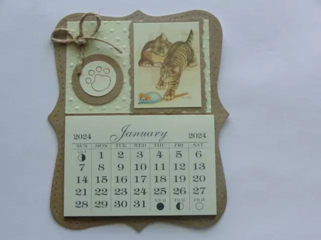 Cat Lover Love You Cat Kitten 2024 Mini Magnetic Calendar Monthly Tear Of Pages