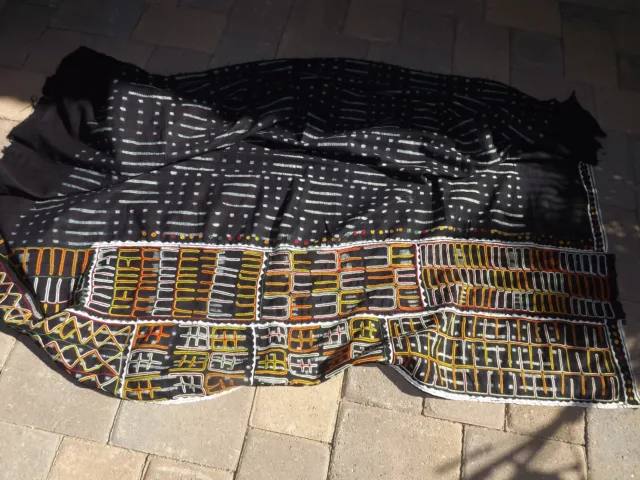 Wodaabe Embroidery Panel on Indigo Fabric Fulani Cloth Wrap