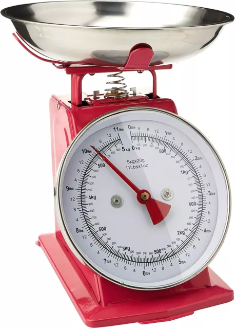 Premier Housewares Balance de cuisine style rétro Bol en inox Rose 5 kg - NEUF