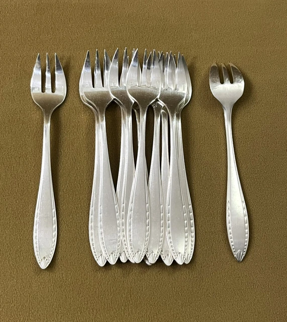 APOLLO - Série de 12 fourchettes à huîtres en métal argenté, la spatule