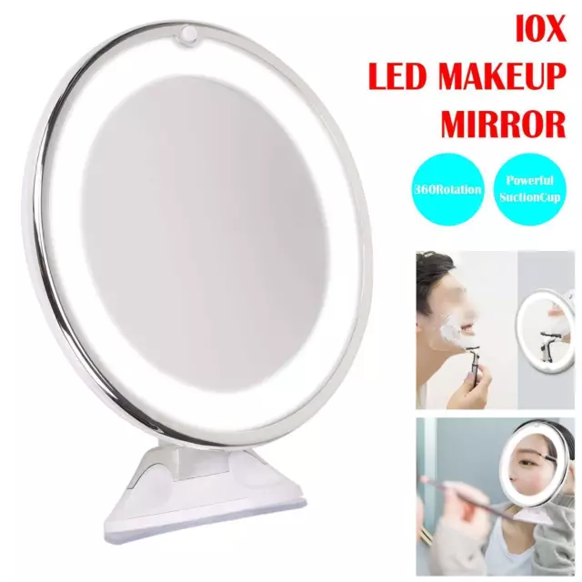 LED 10x Magnifying Make Up Cosmetic Mirror Vanity With Light Illuminated Small