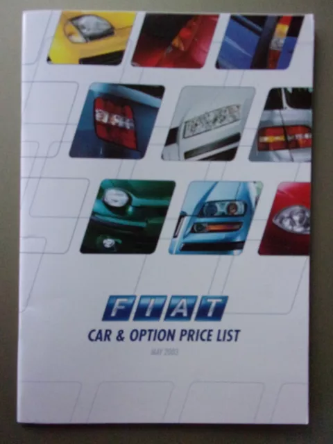 FIAT RANGE orig 2003 UK Mkt Prices Brochure - Seicento Barchetta Stilo Multipla