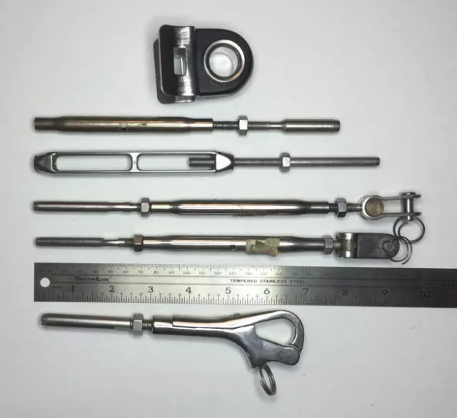 Lot CS Johnson Sailboat Hardware 4-Turnbuckles~Gate Hook~Roller Furling Fairlead