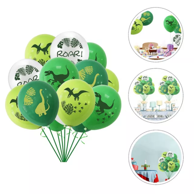 Helium Birthday Balloons Latex Green Dinosaur Printed Emulsion