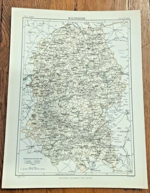 circa 1880s map of wiltshire !  ( adam & charles black )