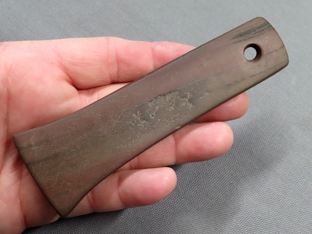 A Fine Red Banded Slate Drilled Pendant from Ohio with an Insight COA Arrowhead