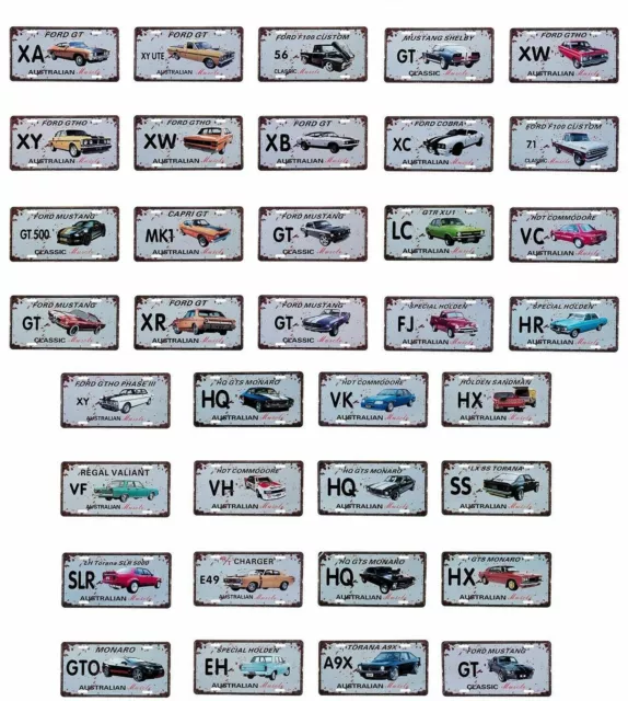 Car Tin Signs Ford Holden Aussie Muscle License Plate Gift Bar Man Cave Shed NEW