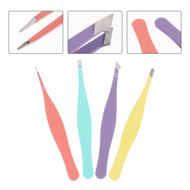 4 Pcs Eyelash Plucker Eyebrow Tweezers Stainless Steel Tweezers Eyebrow Trimming