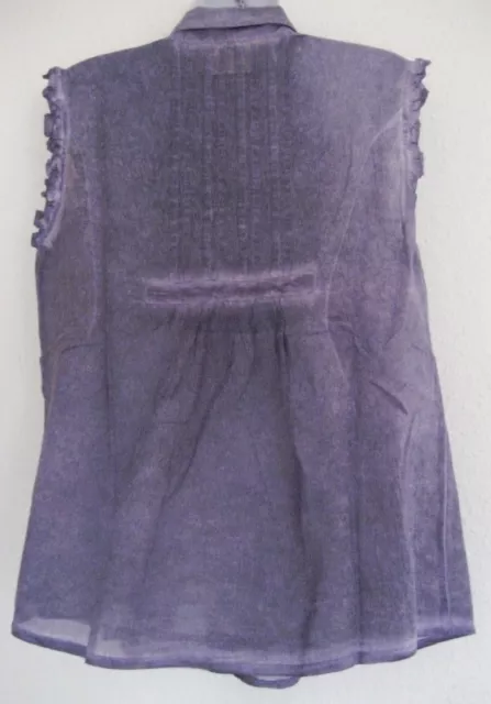 Chemisier femme chemisier d'été violet violet taille L - XL 42/44 coton soie volants 3