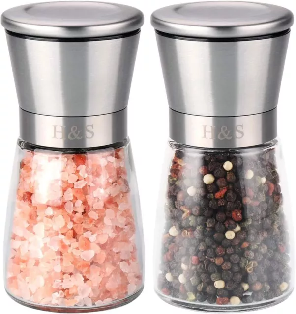 H&S Salz und Pfeffermühle Set für die Küche - Gewürzmühlen mit Edelstahlkopf und