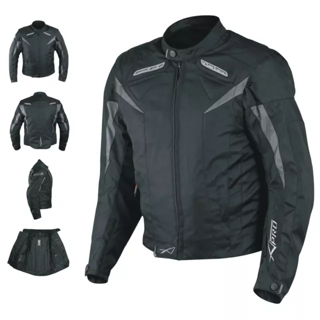 Tela chaqueta Moto CE protectores mangas desmontables chaleco térmico Negro