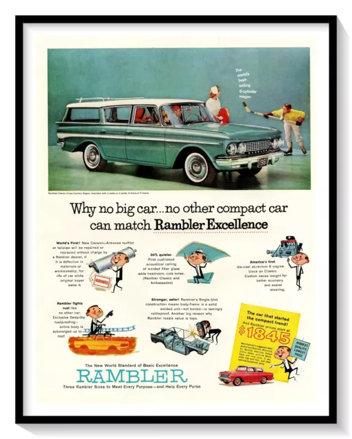 1961 Rambler Classic Cross Country Wagon Print Ad Vintage Magazine Advertisement
