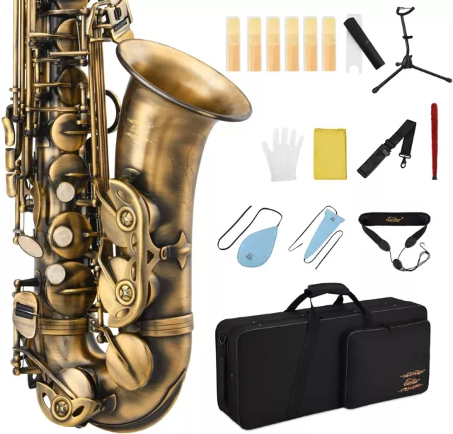 Alto Saxophone Antique Finish Bronze Vintage Sax Eb E-flat Student Beginner