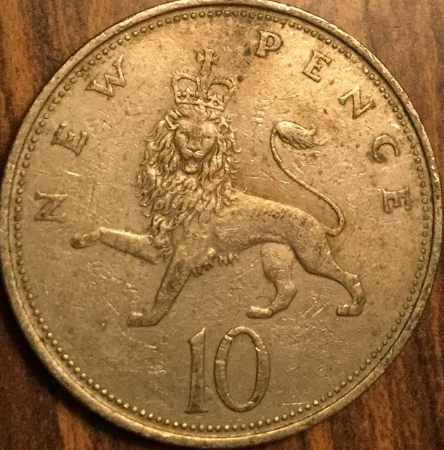 1969 Uk Gb Great Britain 10 New Pence Coin